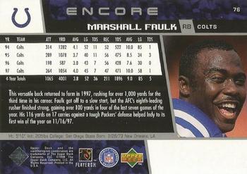 1998 Upper Deck Encore #76 Marshall Faulk Back