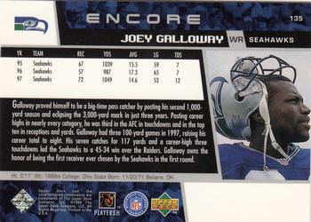 1998 Upper Deck Encore #135 Joey Galloway Back