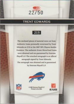 2007 Leaf Certified Materials - Mirror Blue Materials #213 Trent Edwards Back