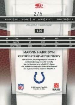 2007 Leaf Certified Materials - Mirror Emerald Materials #120 Marvin Harrison Back