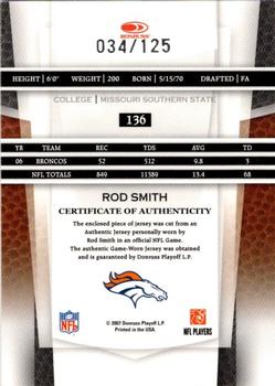 2007 Leaf Certified Materials - Mirror Red Materials #136 Rod Smith Back