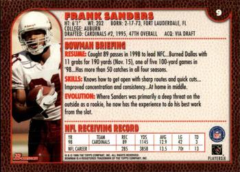 1999 Bowman #9 Frank Sanders Back