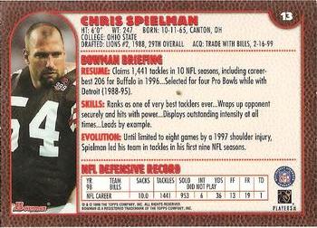 1999 Bowman #13 Chris Spielman Back