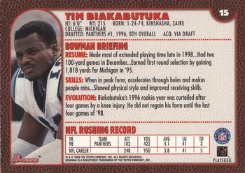 1999 Bowman #15 Tim Biakabutuka Back