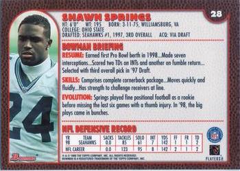 1999 Bowman #28 Shawn Springs Back