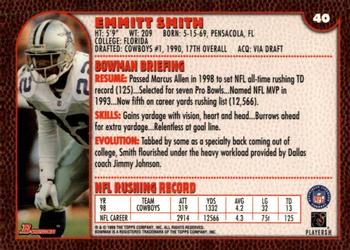 1999 Bowman #40 Emmitt Smith Back