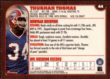 1999 Bowman #44 Thurman Thomas Back