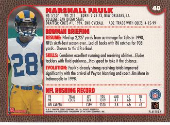 1999 Bowman #48 Marshall Faulk Back