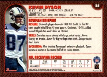 1999 Bowman #51 Kevin Dyson Back