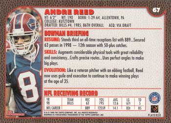 1999 Bowman #67 Andre Reed Back