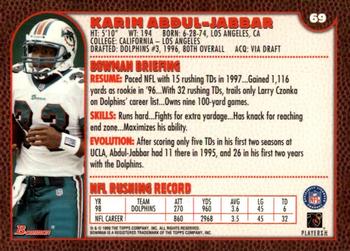 1999 Bowman #69 Karim Abdul-Jabbar Back