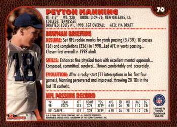 1999 Bowman #70 Peyton Manning Back