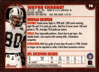 1999 Bowman #76 Wayne Chrebet Back