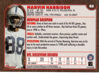 1999 Bowman #83 Marvin Harrison Back