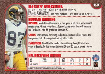 1999 Bowman #88 Ricky Proehl Back