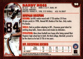 1999 Bowman #90 Randy Moss Back