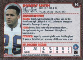 1999 Bowman #92 Robert Smith Back