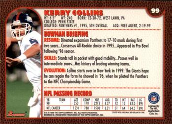 1999 Bowman #99 Kerry Collins Back