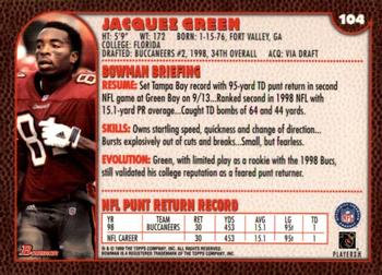 1999 Bowman #104 Jacquez Green Back