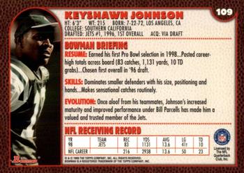 1999 Bowman #109 Keyshawn Johnson Back