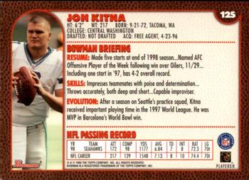 1999 Bowman #125 Jon Kitna Back