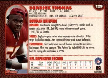 1999 Bowman #129 Derrick Thomas Back