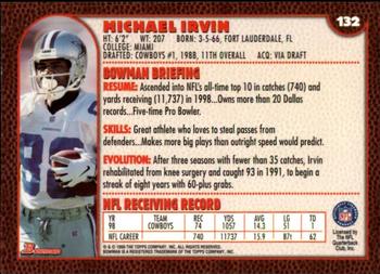 1999 Bowman #132 Michael Irvin Back