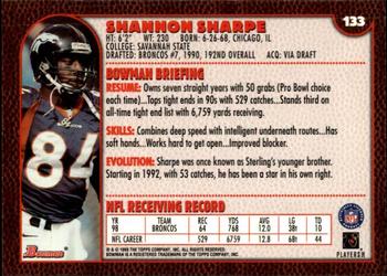 1999 Bowman #133 Shannon Sharpe Back