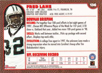 1999 Bowman #136 Fred Lane Back