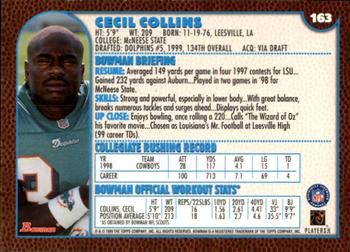 1999 Bowman #163 Cecil Collins Back
