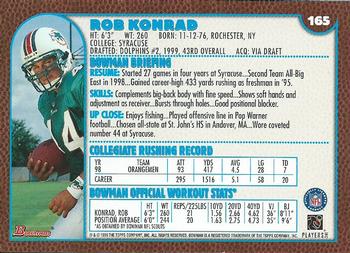 1999 Bowman #165 Rob Konrad Back
