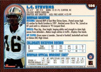 1999 Bowman #186 L.C. Stevens Back
