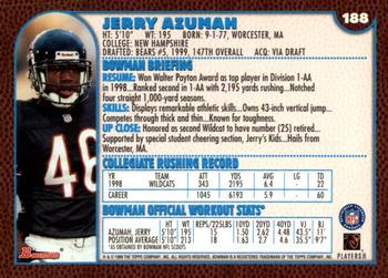 1999 Bowman #188 Jerry Azumah Back