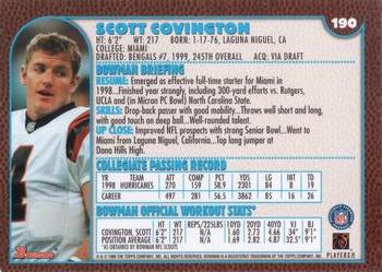 1999 Bowman #190 Scott Covington Back