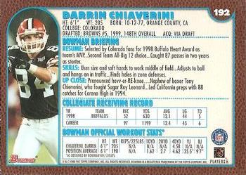 1999 Bowman #192 Darrin Chiaverini Back
