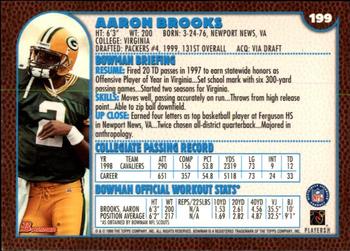 1999 Bowman #199 Aaron Brooks Back