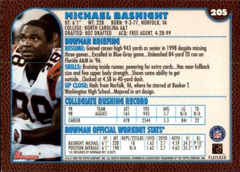 1999 Bowman #205 Michael Basnight Back