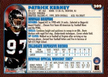 1999 Bowman #209 Patrick Kerney Back