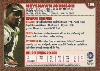 1999 Bowman Chrome #109 Keyshawn Johnson Back
