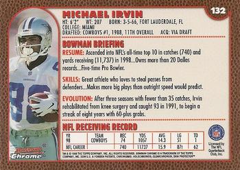 1999 Bowman Chrome #132 Michael Irvin Back