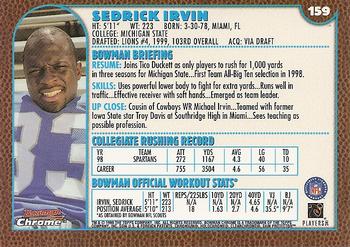 1999 Bowman Chrome #159 Sedrick Irvin Back