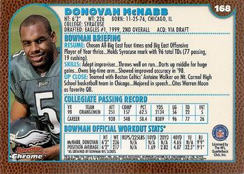 1999 Bowman Chrome #168 Donovan McNabb Back