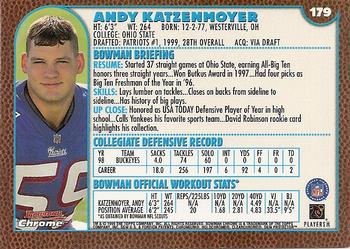 1999 Bowman Chrome #179 Andy Katzenmoyer Back