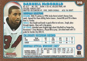 1999 Bowman Chrome #215 Darnell McDonald Back
