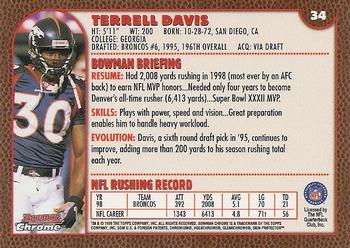 1999 Bowman Chrome #34 Terrell Davis Back