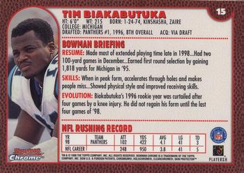 1999 Bowman Chrome #15 Tim Biakabutuka Back