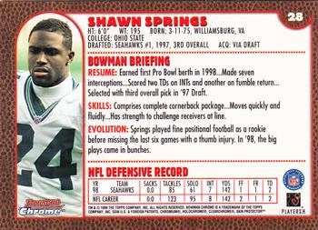 1999 Bowman Chrome #28 Shawn Springs Back