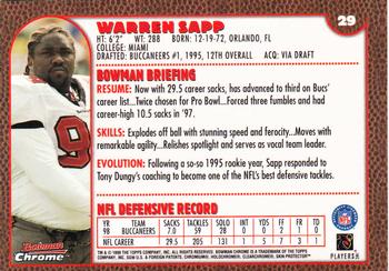 1999 Bowman Chrome #29 Warren Sapp Back