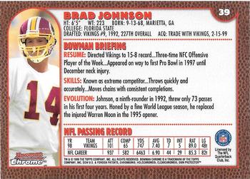 1999 Bowman Chrome #39 Brad Johnson Back