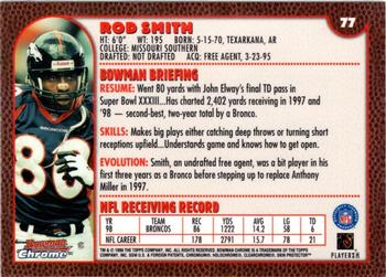 1999 Bowman Chrome #77 Rod Smith Back